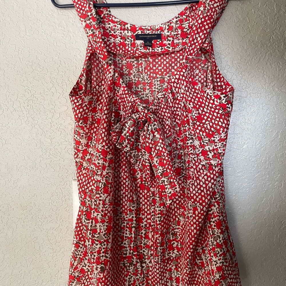 Banana republic Red white brown Sleeveless blouse